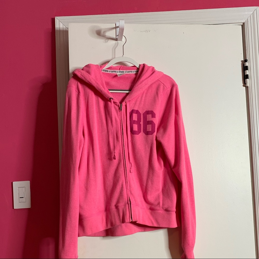 pink zip up hoodie